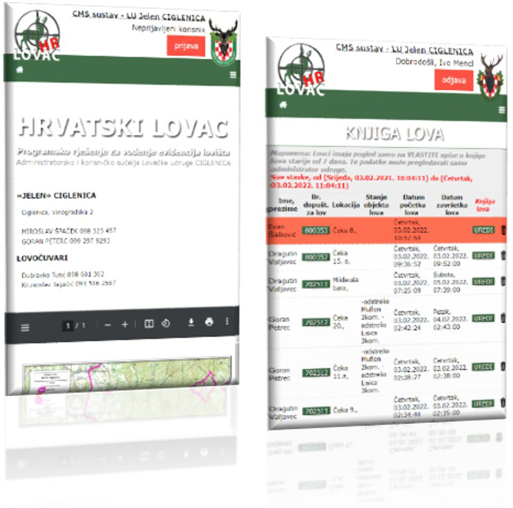 ** Program HRVATSKI LOVAC**
																									Aplikacija za vođenje elektronske/digitalne evidencije lovišta.
																									1.Knjiga lova i dezinfekcije
																									2.Interaktivna karta lova
																									3.Vođenje skupnog lova
																									4.Evidencija radova i zapažanja
																									5.Izvještaj odstrela, radova, lova, uplata																				